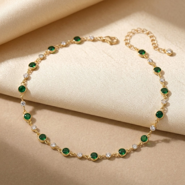 Gold Emerald Station Necklace by Rose & Oliver - product image 1