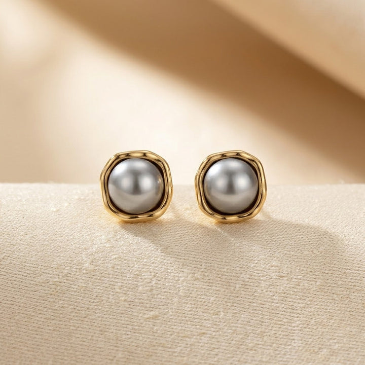 Gold Pearl Stud Earrings by Rose & Oliver - product image 1