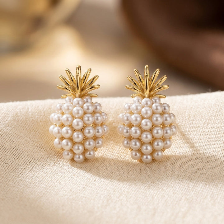 Gold Cluster Pearl Stud Earrings by Rose & Oliver - product image 1
